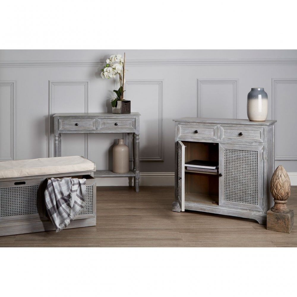 Legacy Door / 2 Drawer Slate Grey Cabinet, Wood, Pine Wood, Grey