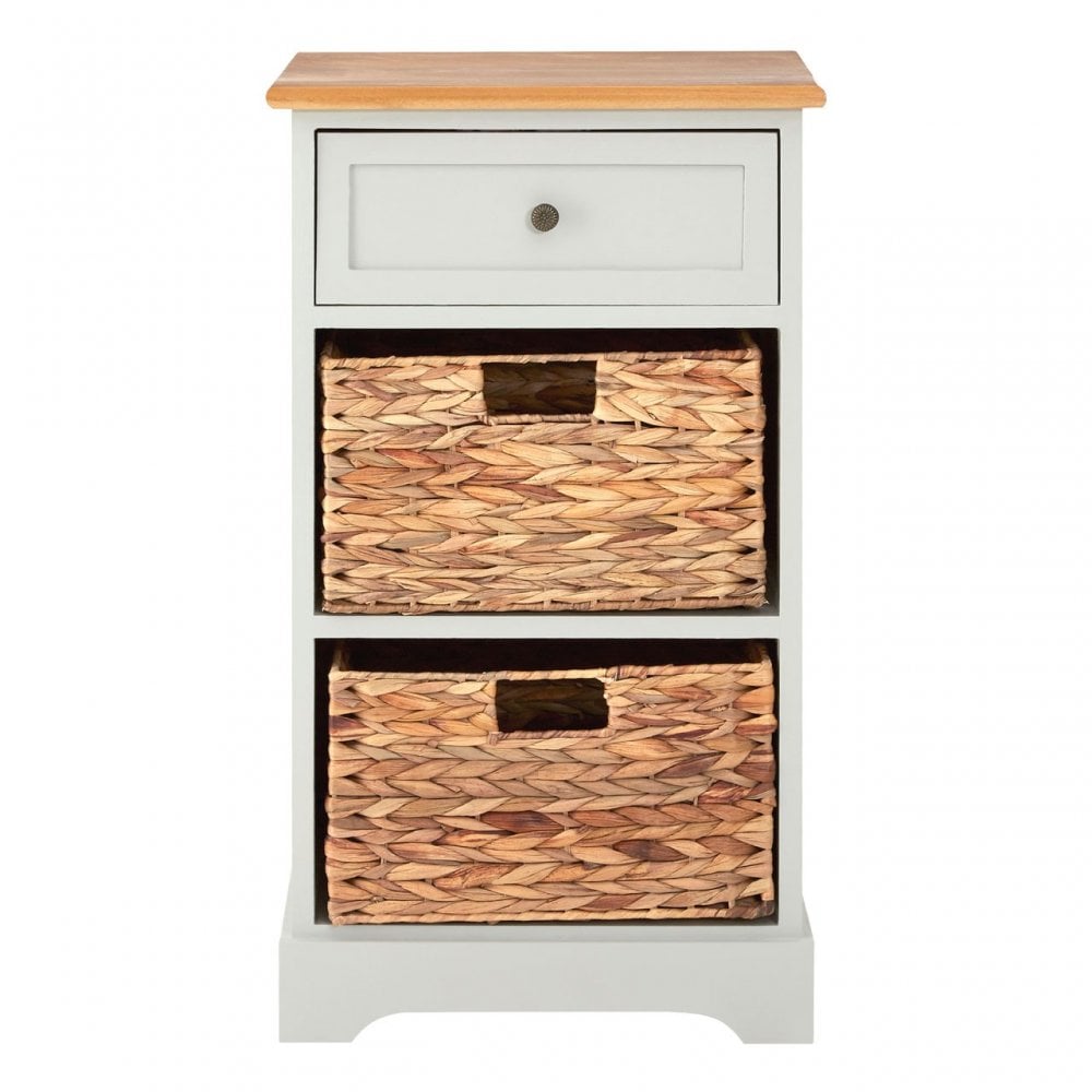 Zloop Grey Cabinet, Paulownia Wood, Water Hyacinth, Grey