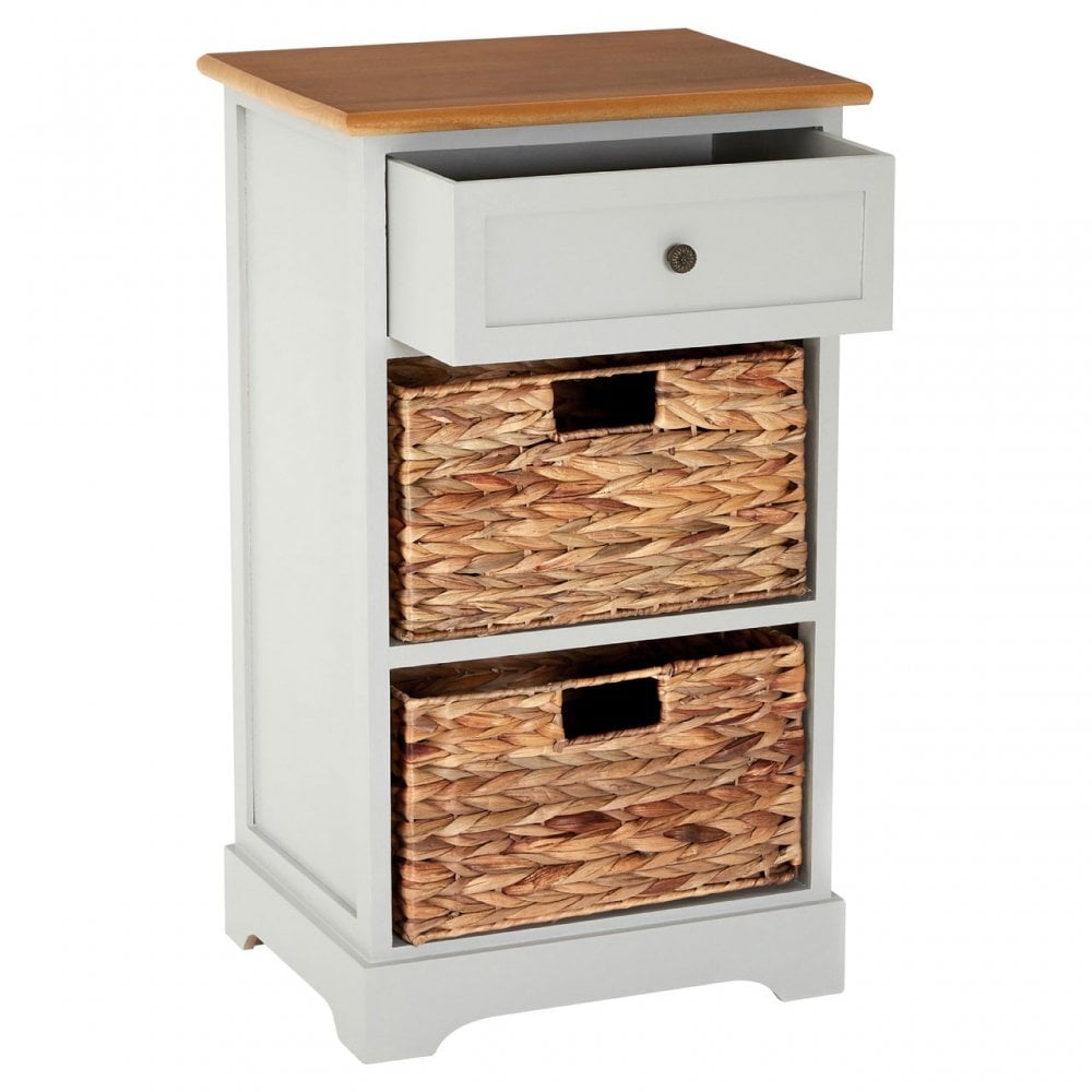 Zloop Grey Cabinet, Paulownia Wood, Water Hyacinth, Grey