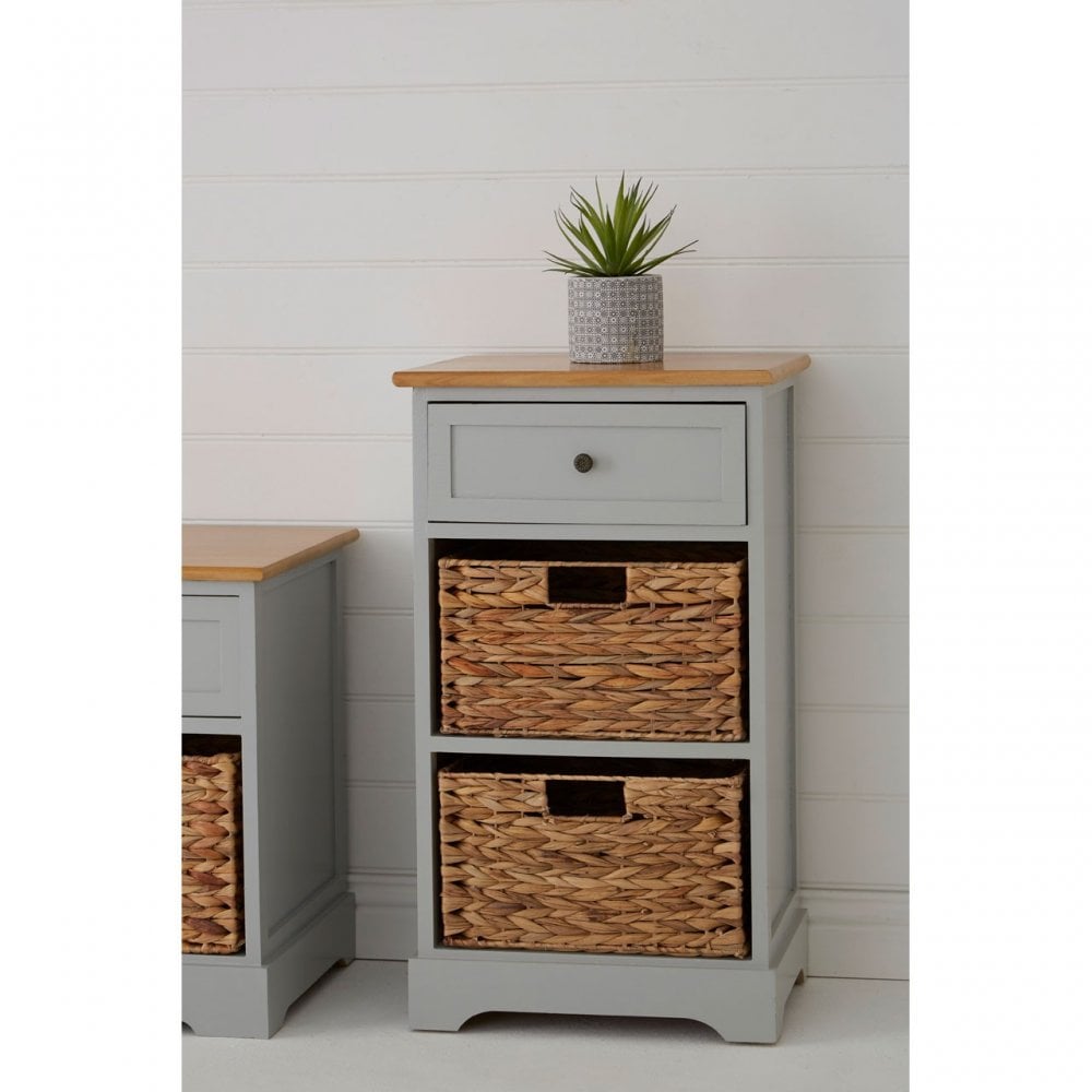 Zloop Grey Cabinet, Paulownia Wood, Water Hyacinth, Grey