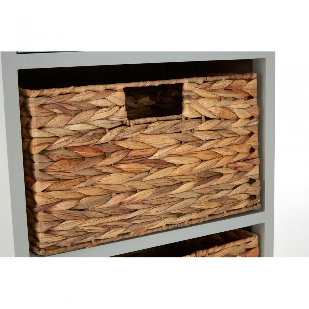 Zloop Grey Cabinet, Paulownia Wood, Water Hyacinth, Grey