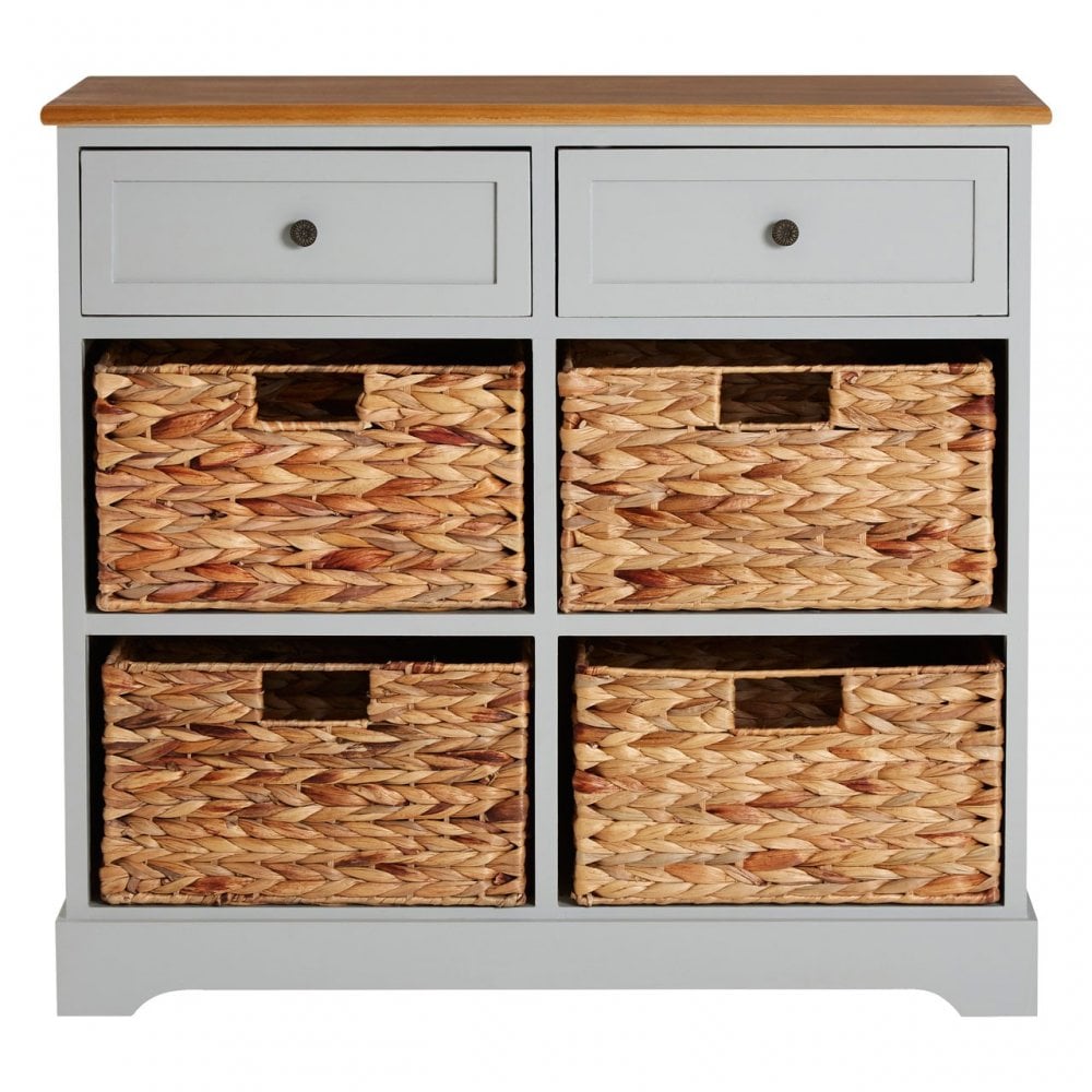 Zloop Grey Cabinet, Paulownia Wood, Water Hyacinth, Grey