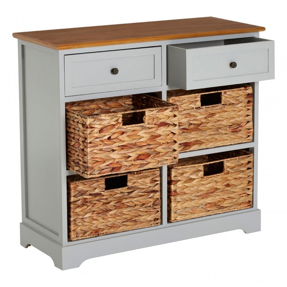 Zloop Grey Cabinet, Paulownia Wood, Water Hyacinth, Grey