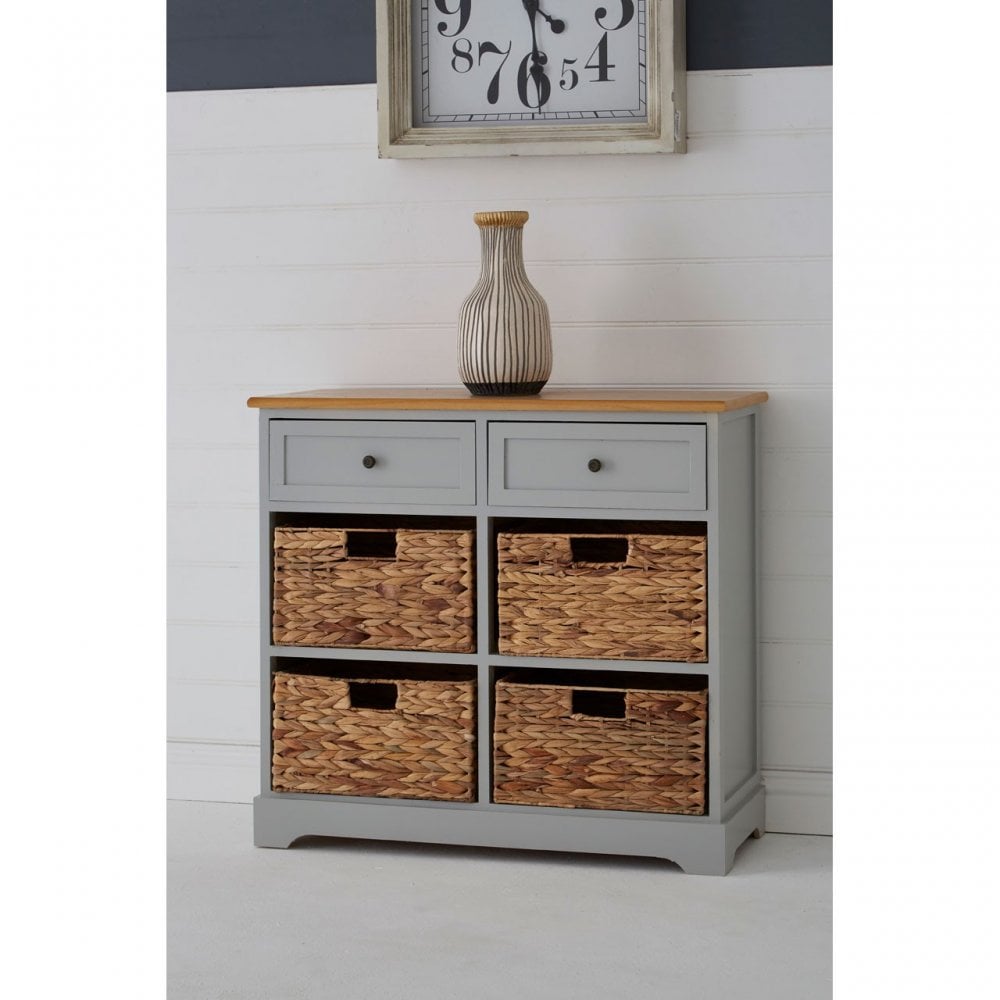 Zloop Grey Cabinet, Paulownia Wood, Water Hyacinth, Grey