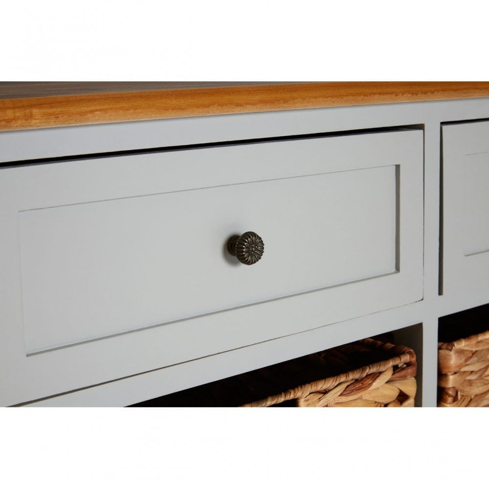 Zloop Grey Cabinet, Paulownia Wood, Water Hyacinth, Grey