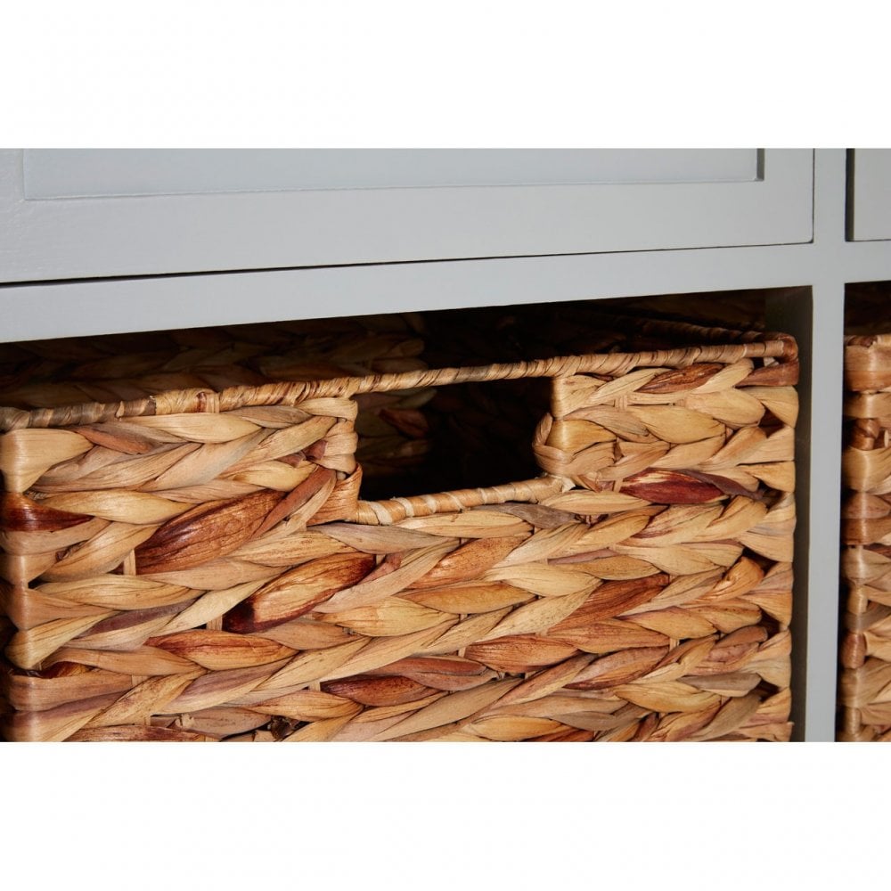 Zloop Grey Cabinet, Paulownia Wood, Water Hyacinth, Grey