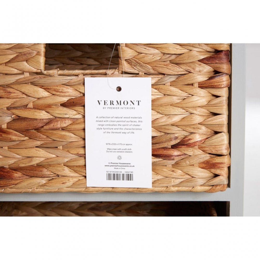 Zloop Grey Cabinet, Paulownia Wood, Water Hyacinth, Grey