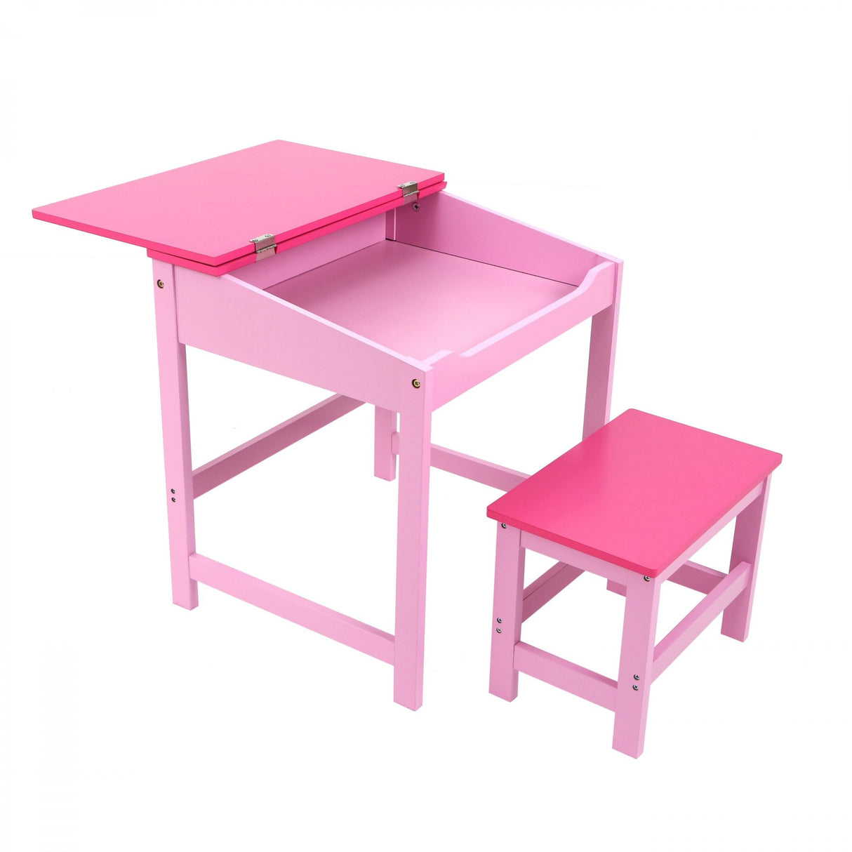 Pink Wooden Child's Desk and Stool Set