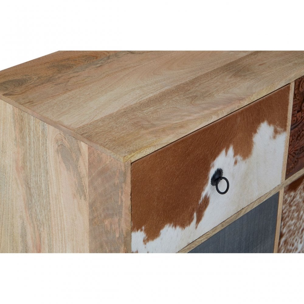 Marwar Mango Wood / Leather Tall Sideboard, Leather, Mango Wood