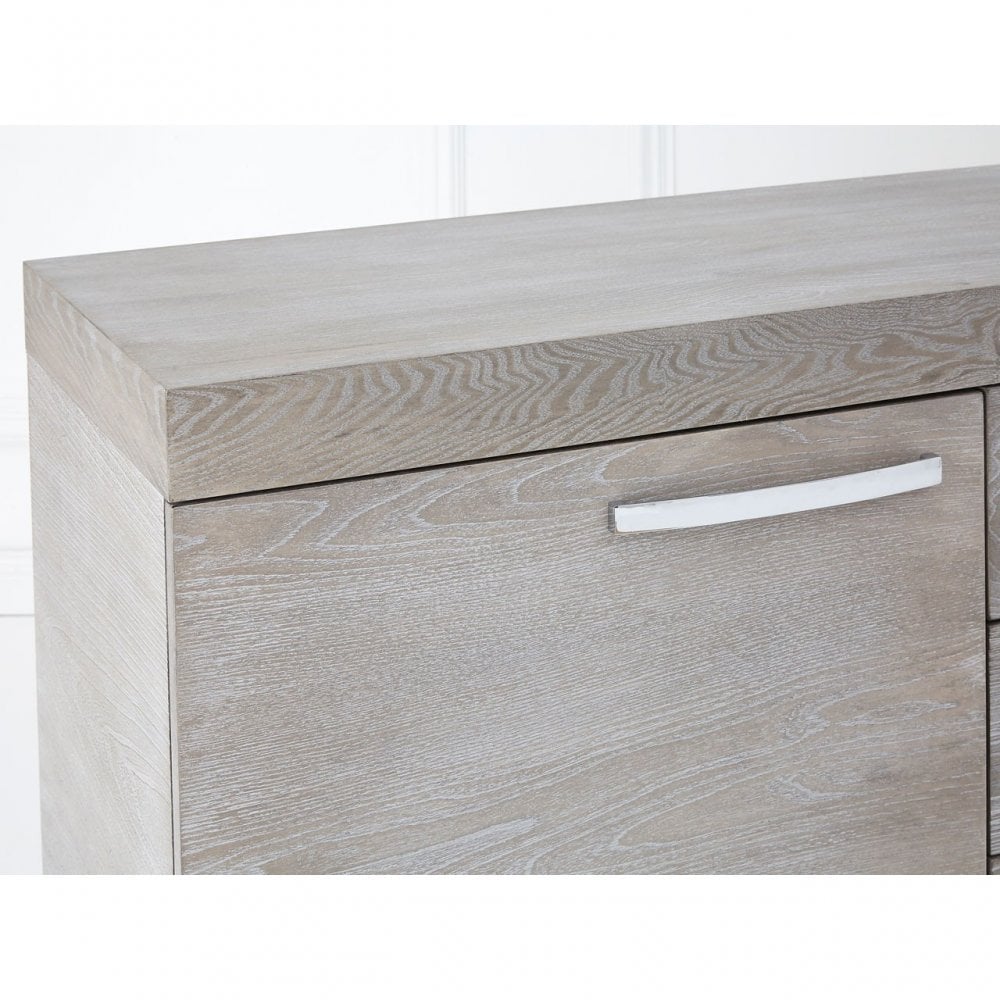 Grey Elm Wood Sideboard, Stainless Steel, Elm Wood, Grey