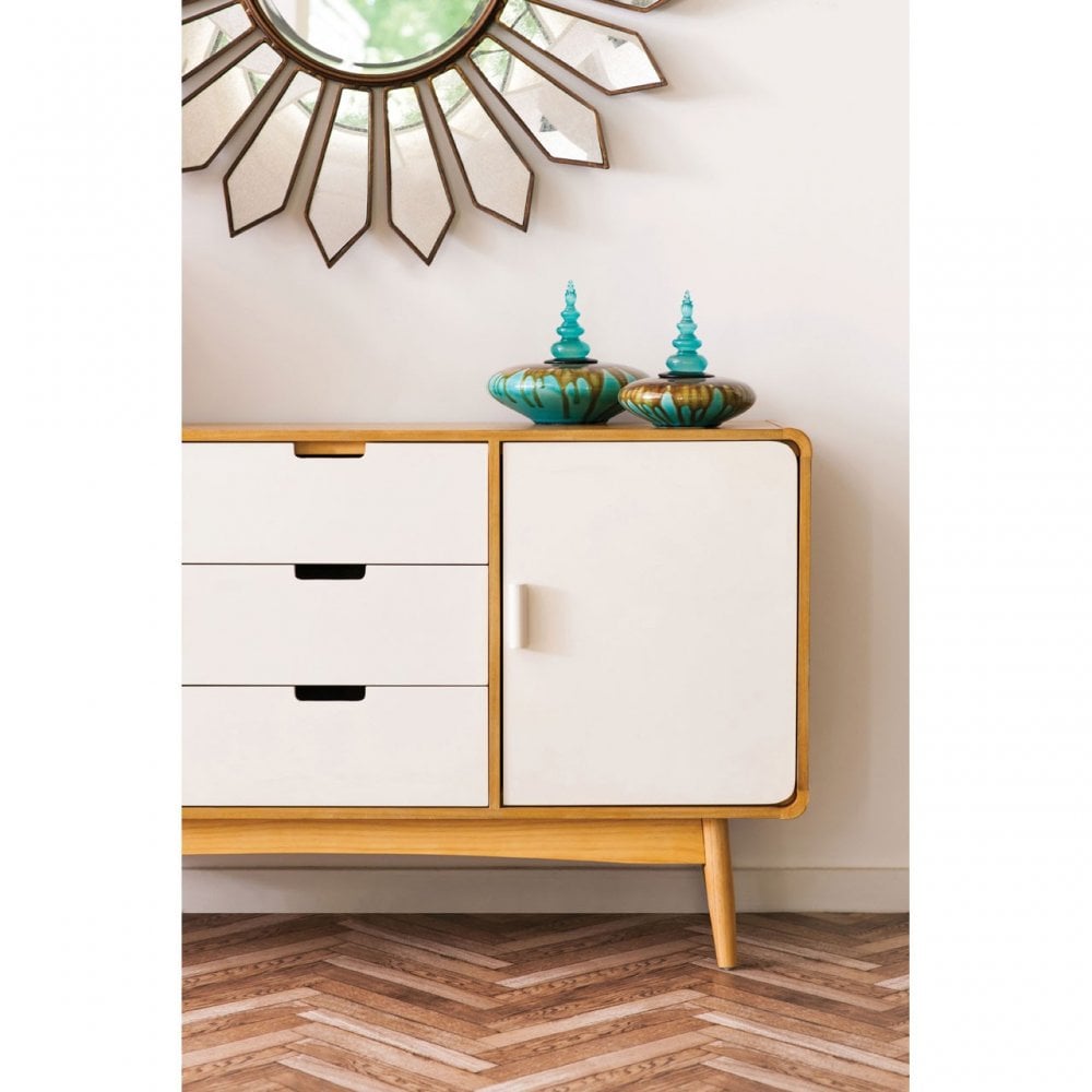 Malmo Sideboard, Wood, Oak Veneer, Oak Wood, White