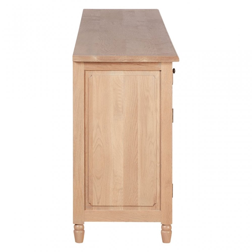 Brisbane 4 Doors / 4 Drawers Sideboard, Oak Wood, Glass, Brown