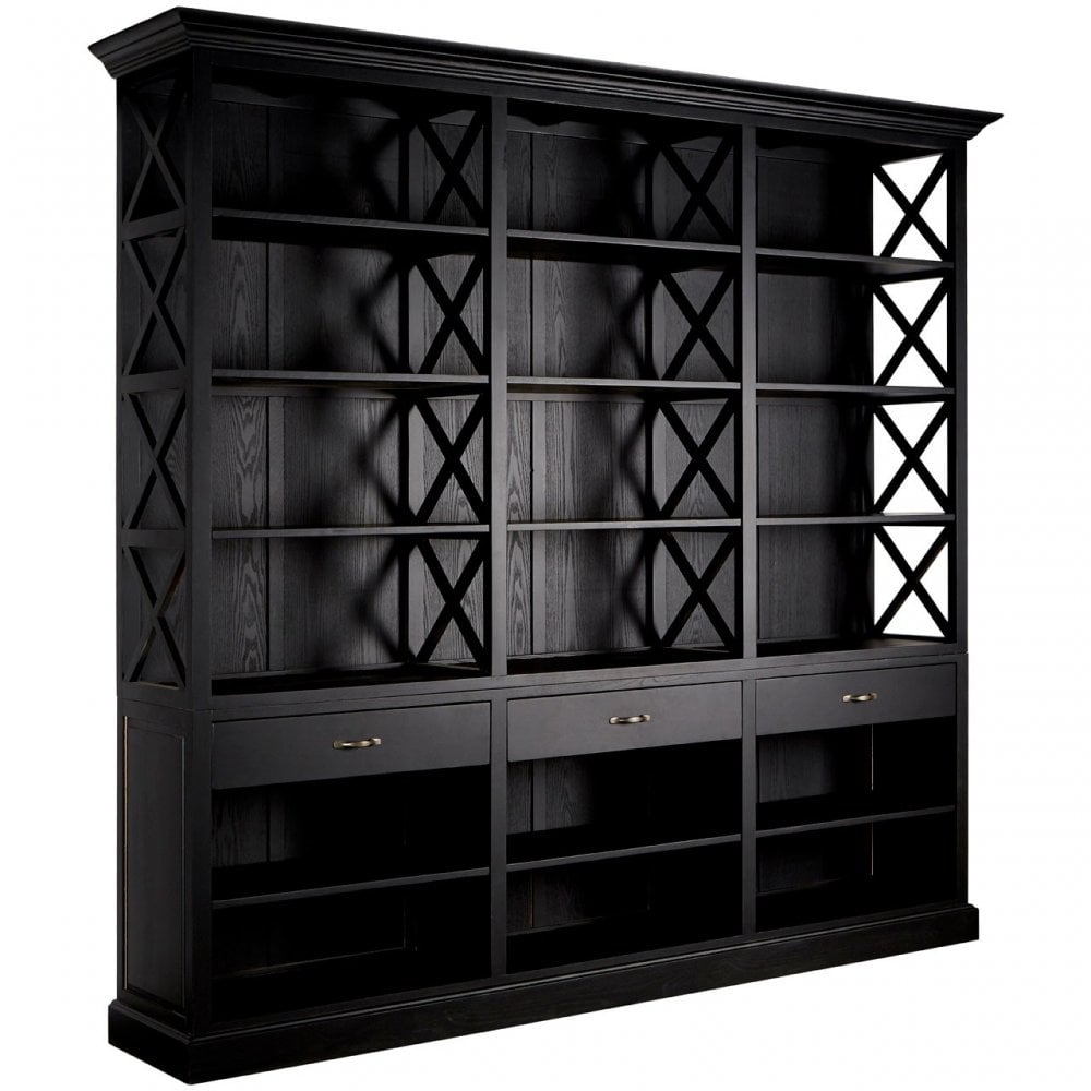 Brisbane 3 Drawer Bookcase, Birchwood, Black