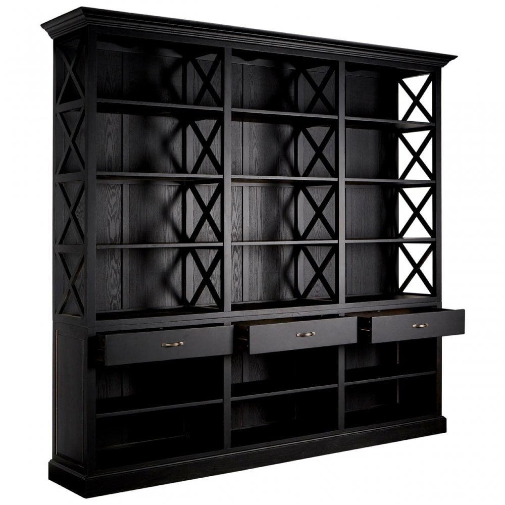 Brisbane 3 Drawer Bookcase, Birchwood, Black