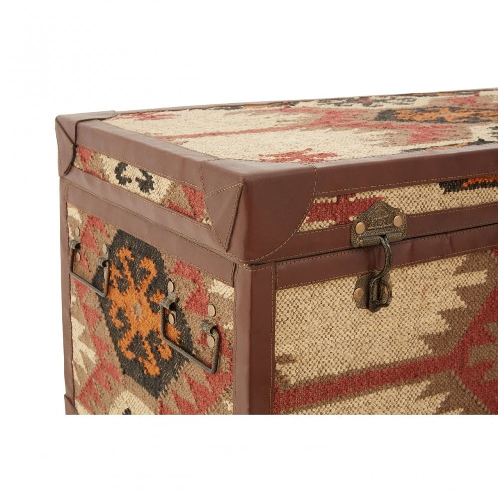 Multi Print Storage Trunks, Cotton, Galvanised Iron, Jute, Multi-Coloured