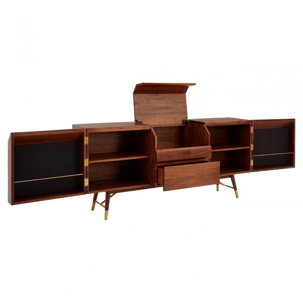 Kenso Sideboard, Brass, Walnut Wood, Natural