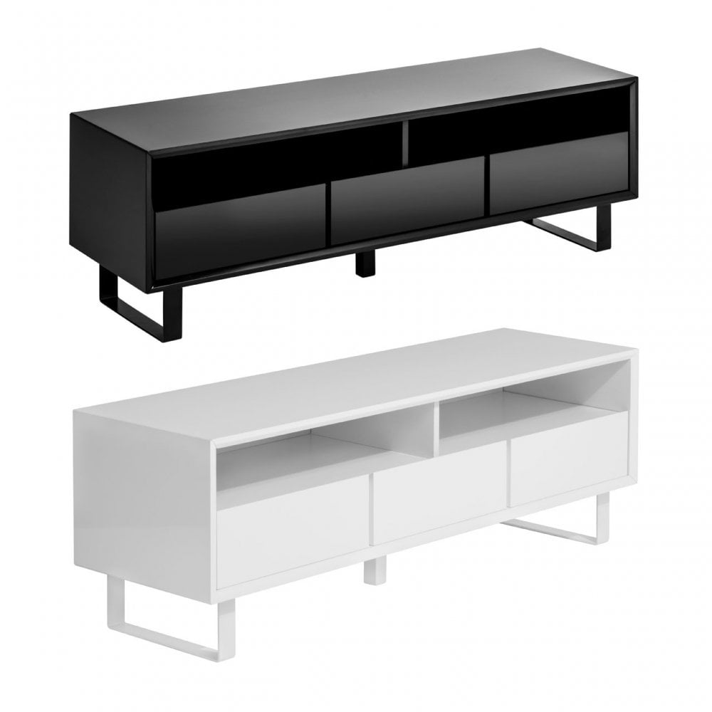 Media Cabinet, High Gloss, Iron with Vinyl, White