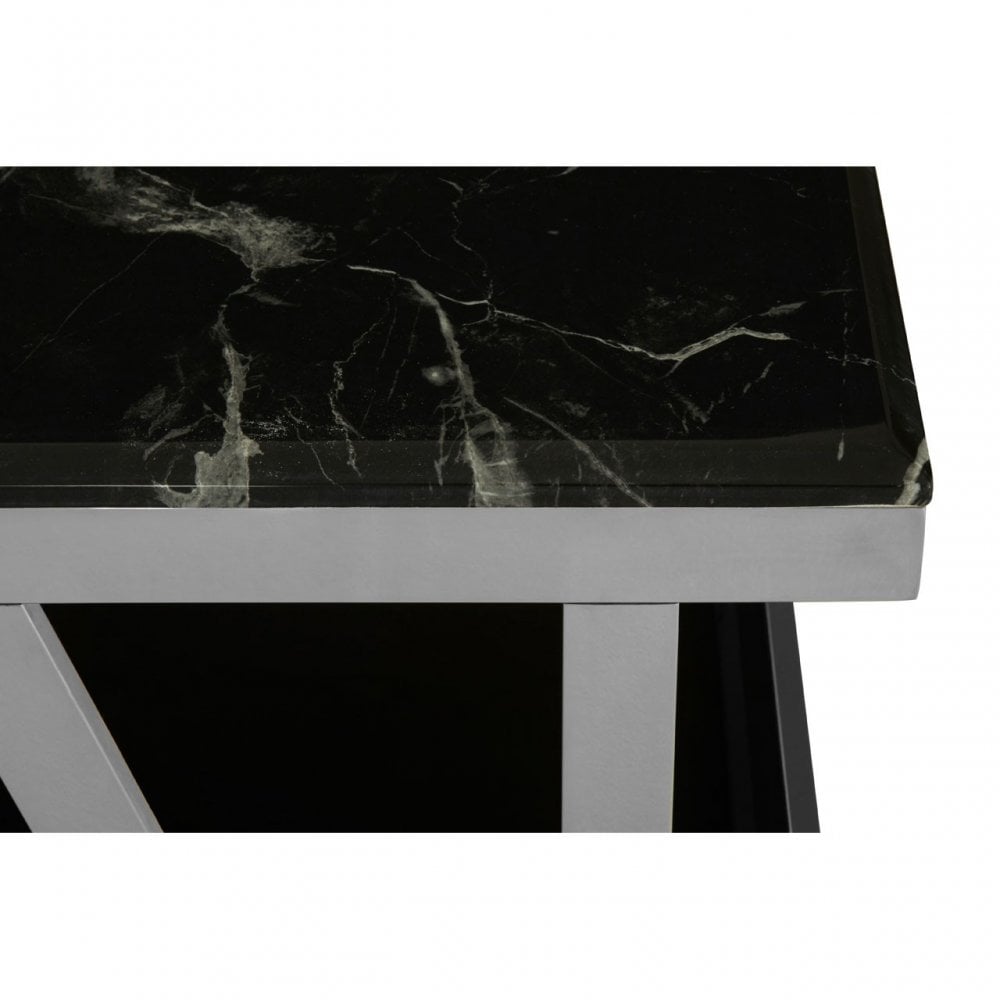 Pantino Marble Top Coffee Table, Marble, Stainless Steel, Black