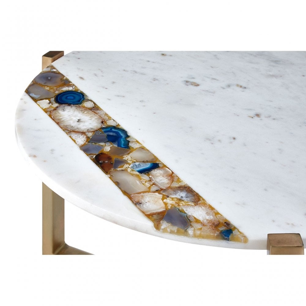 Vizzini Coffee Table, Agate, Iron, Marble, Brass