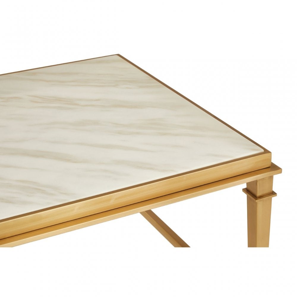 Camperian Rectangular Coffee Table, Marble, Stainless Steel