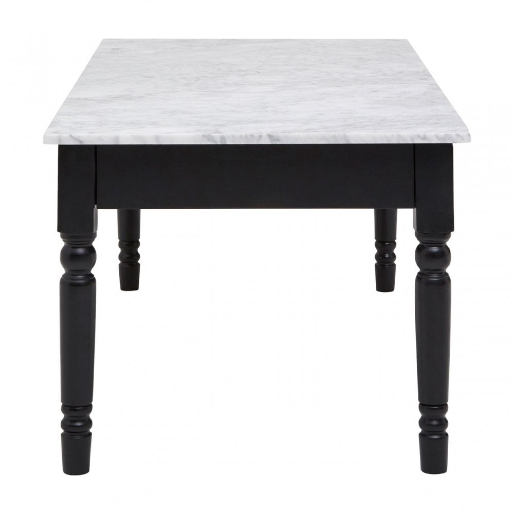 Henley Coffee Table, Marble, Pine Wood, Black