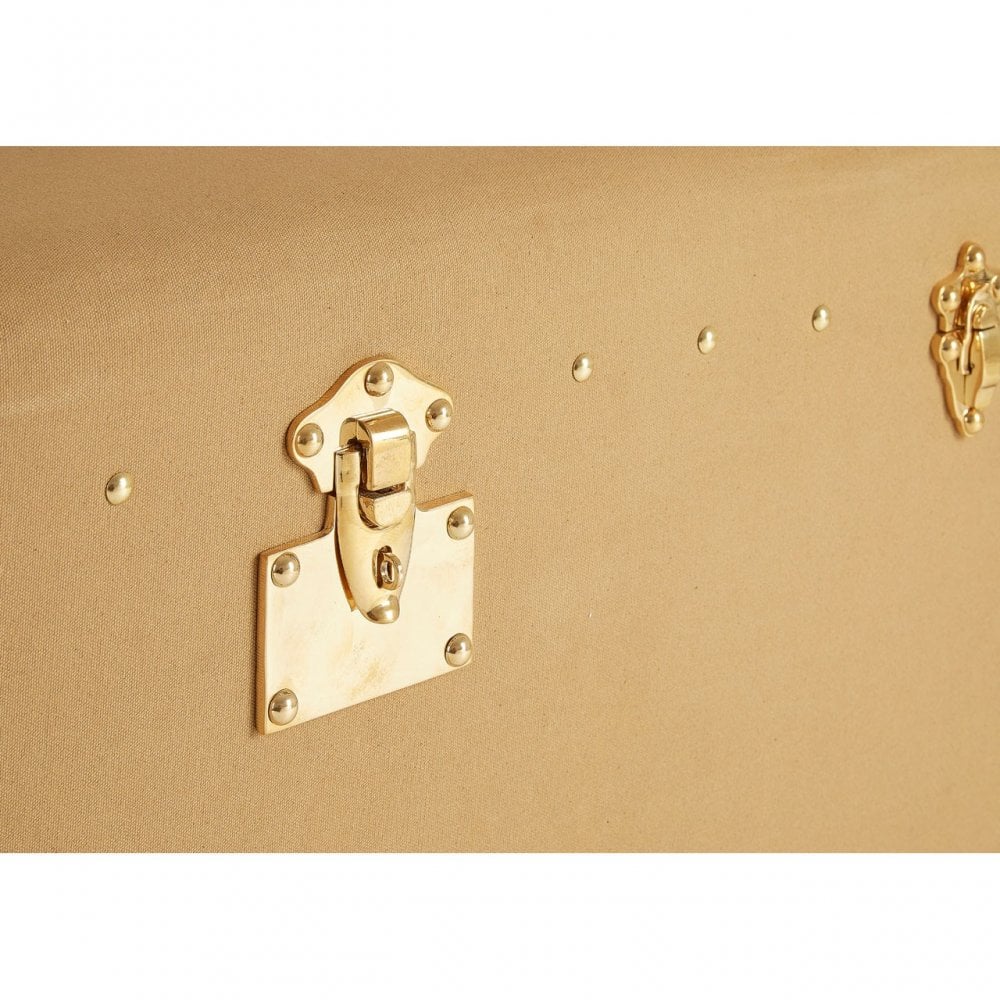 Columbus Leather Trim Canvas Coffee Table, Canvas, Mango Wood, Natural