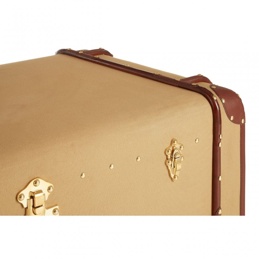 Columbus Leather Trim Canvas Coffee Table, Canvas, Mango Wood, Natural