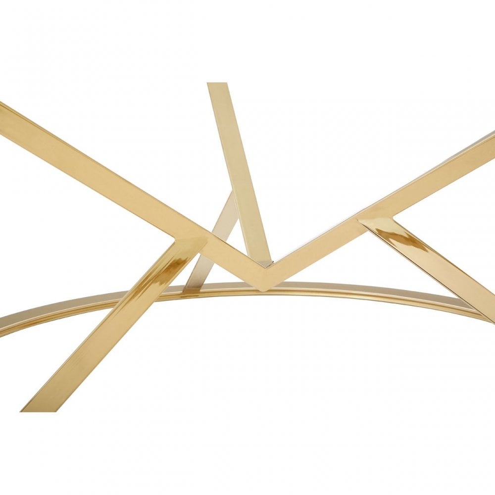 Enrich Corseted Round Champagne Coffee Table, Stainless Steel, Glass, Gold