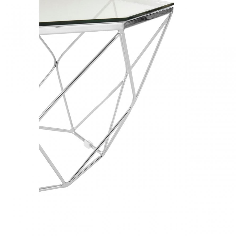 Enrich Tempered Glass Chrome Coffee Table, Tempered Glass