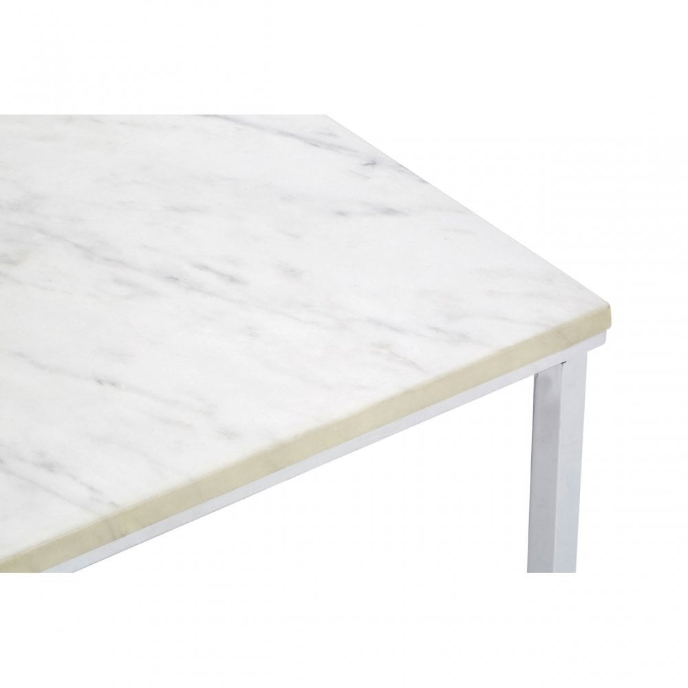 Enrich White Faux Marble Chrome Coffee Table, Wood, Paper