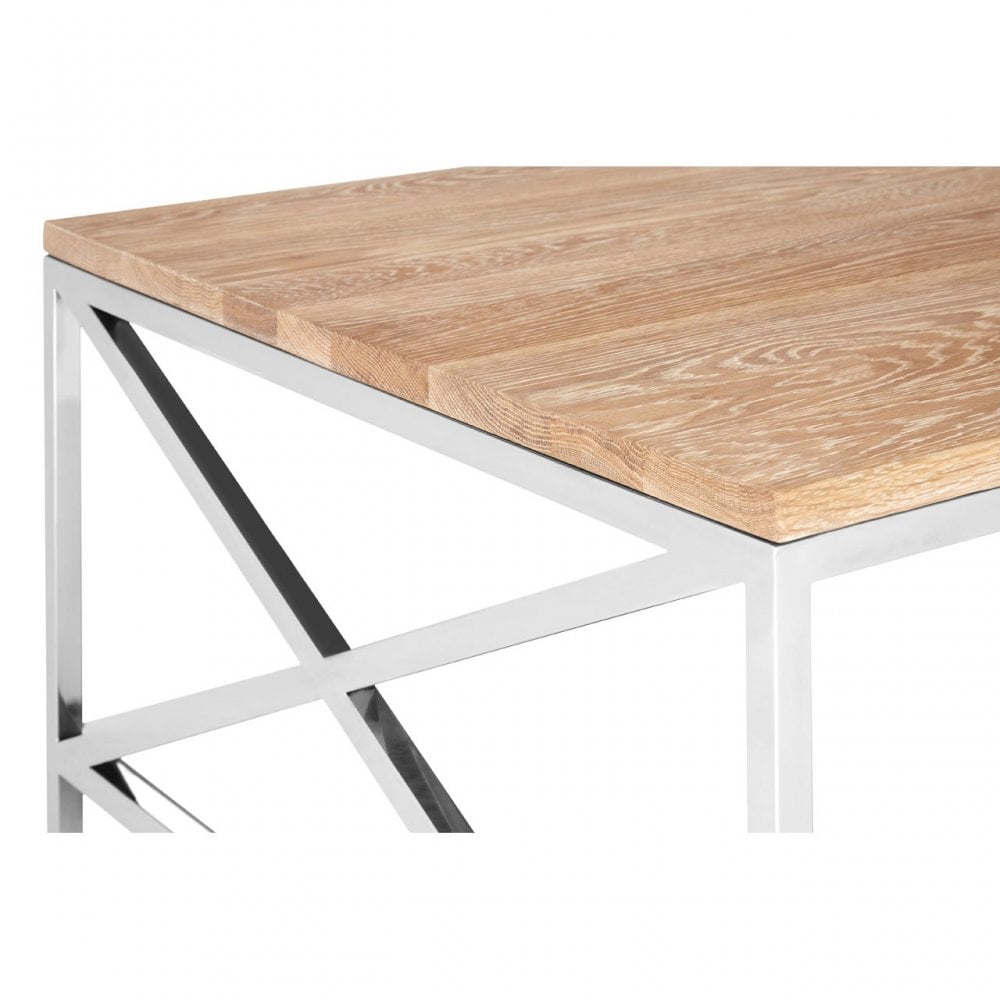 Chiswick Coffee Table, Oak Wood, Stainless Steel