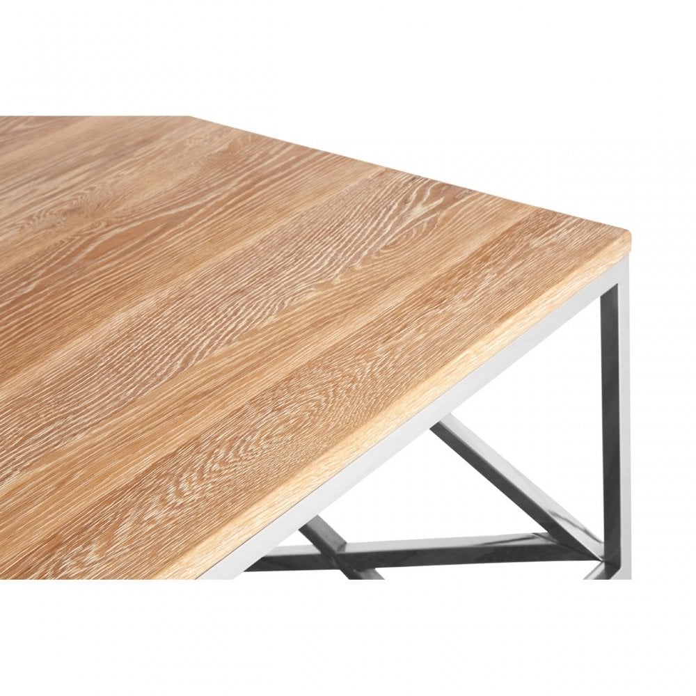 Chiswick Coffee Table, Oak Wood, Stainless Steel