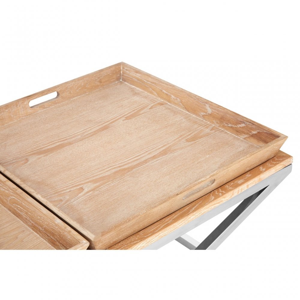 Holland Park Coffee Table, Oak Veneer, Oak Wood, Stainless Steel