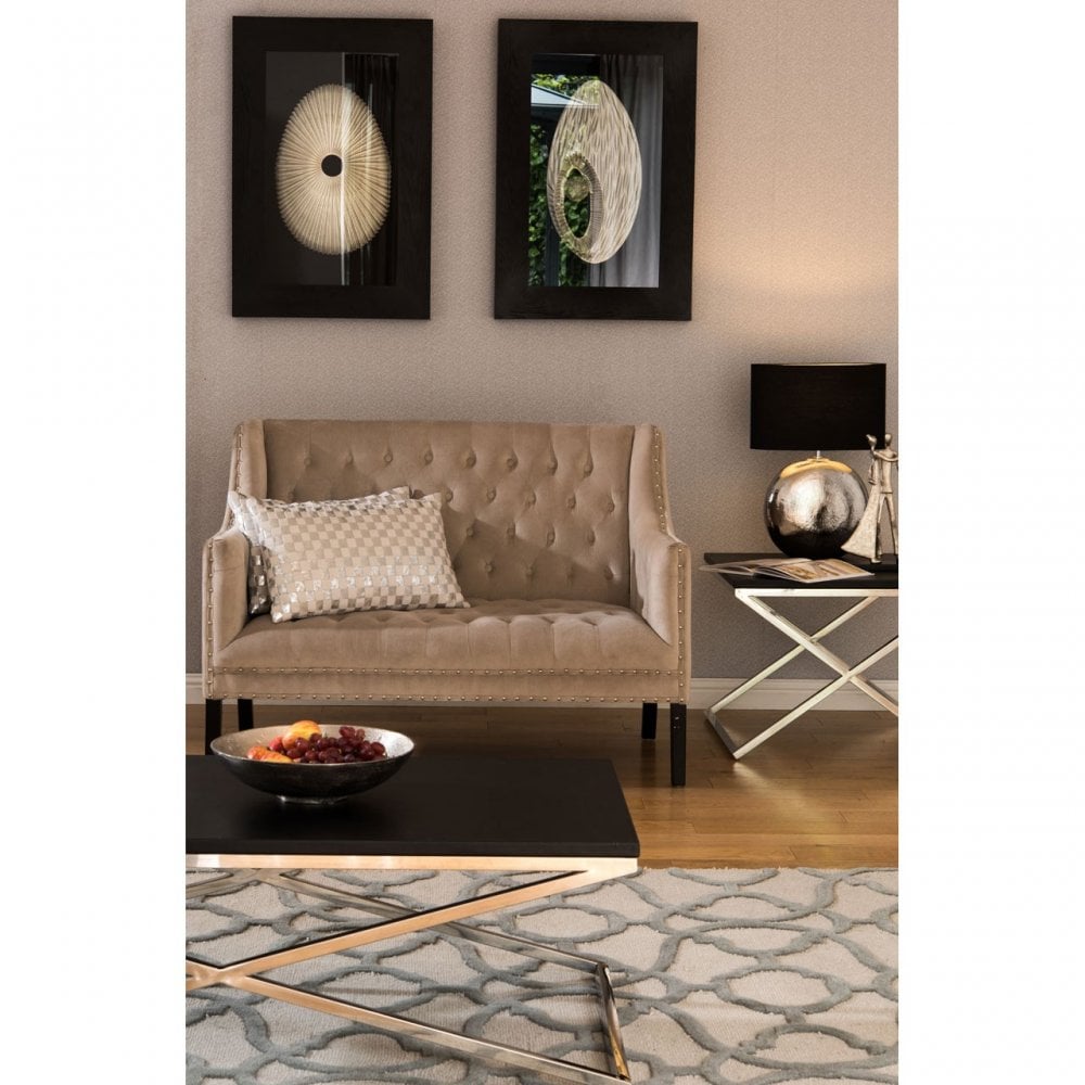 Tribute Coffee Table, Leather, Stainless Steel, Black