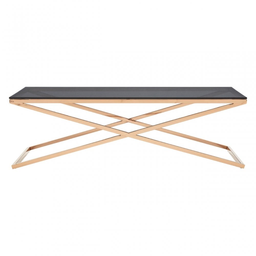 Criss Cross Coffee Table, Stainless Steel, Glass