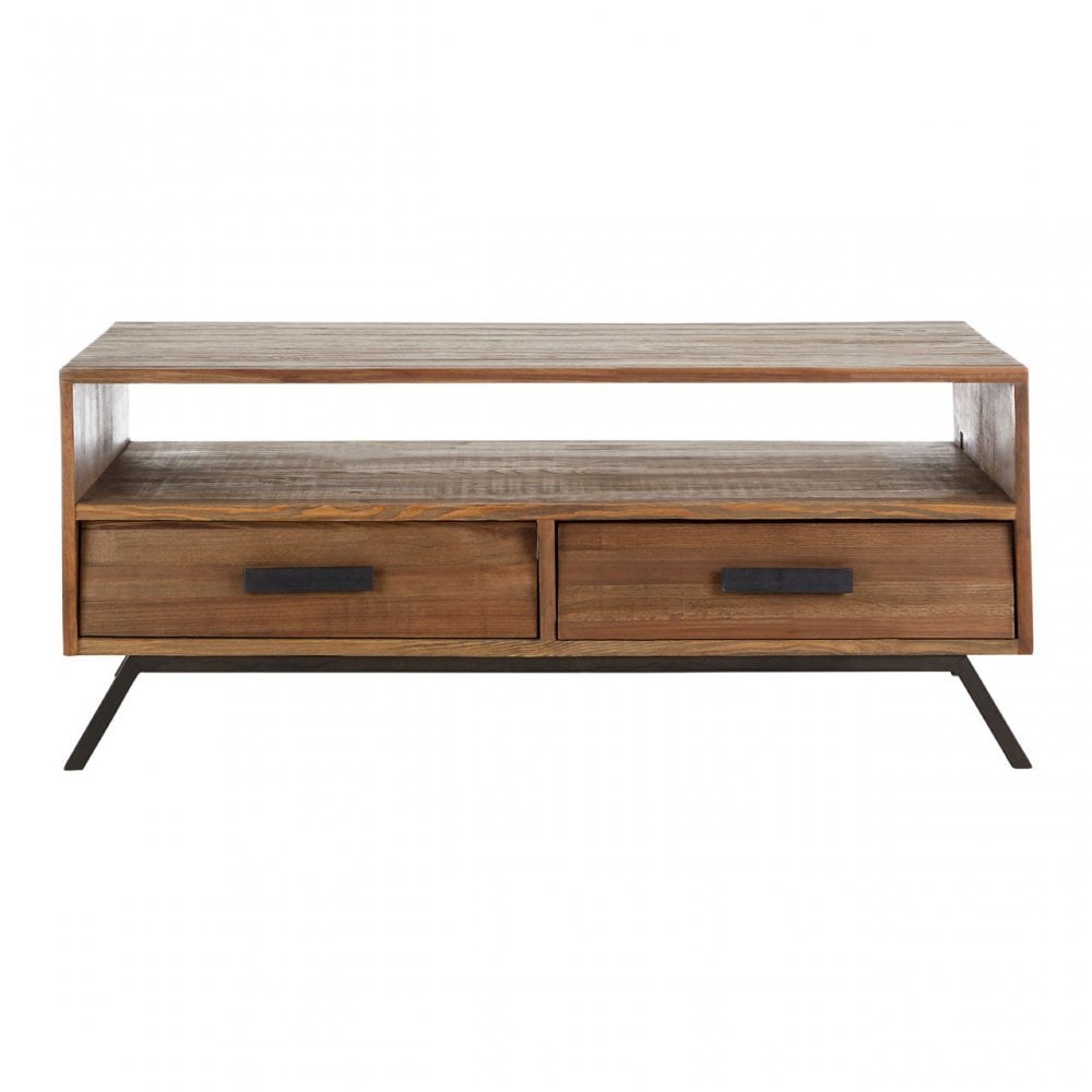 Brooklyn Coffee Table, Fir Wood, Iron, Natural