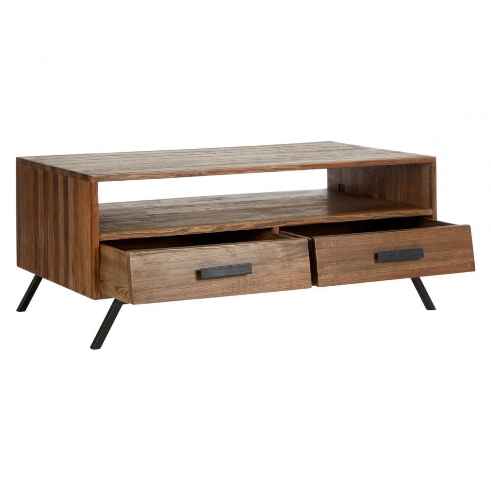 Brooklyn Coffee Table, Fir Wood, Iron, Natural