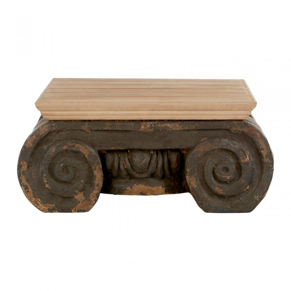 Pompeii Ornate Coffee Table, Wood, Polyresin, Grey