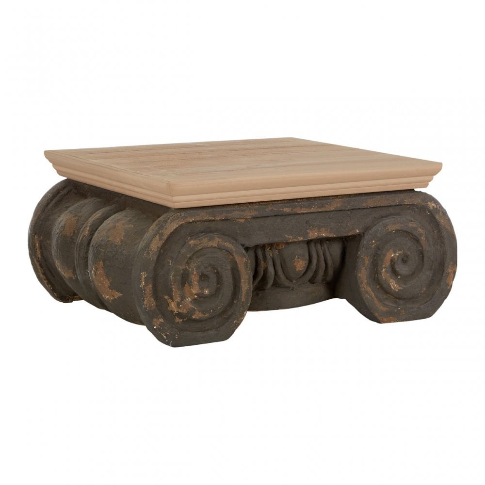 Pompeii Ornate Coffee Table, Wood, Polyresin, Grey
