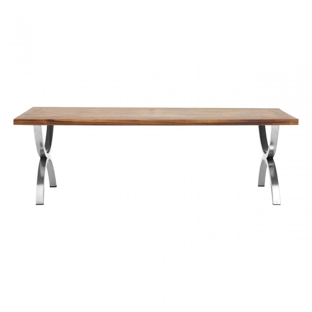 Greenwich Coffee Table, Fir Wood, Stainless Steel, Natural