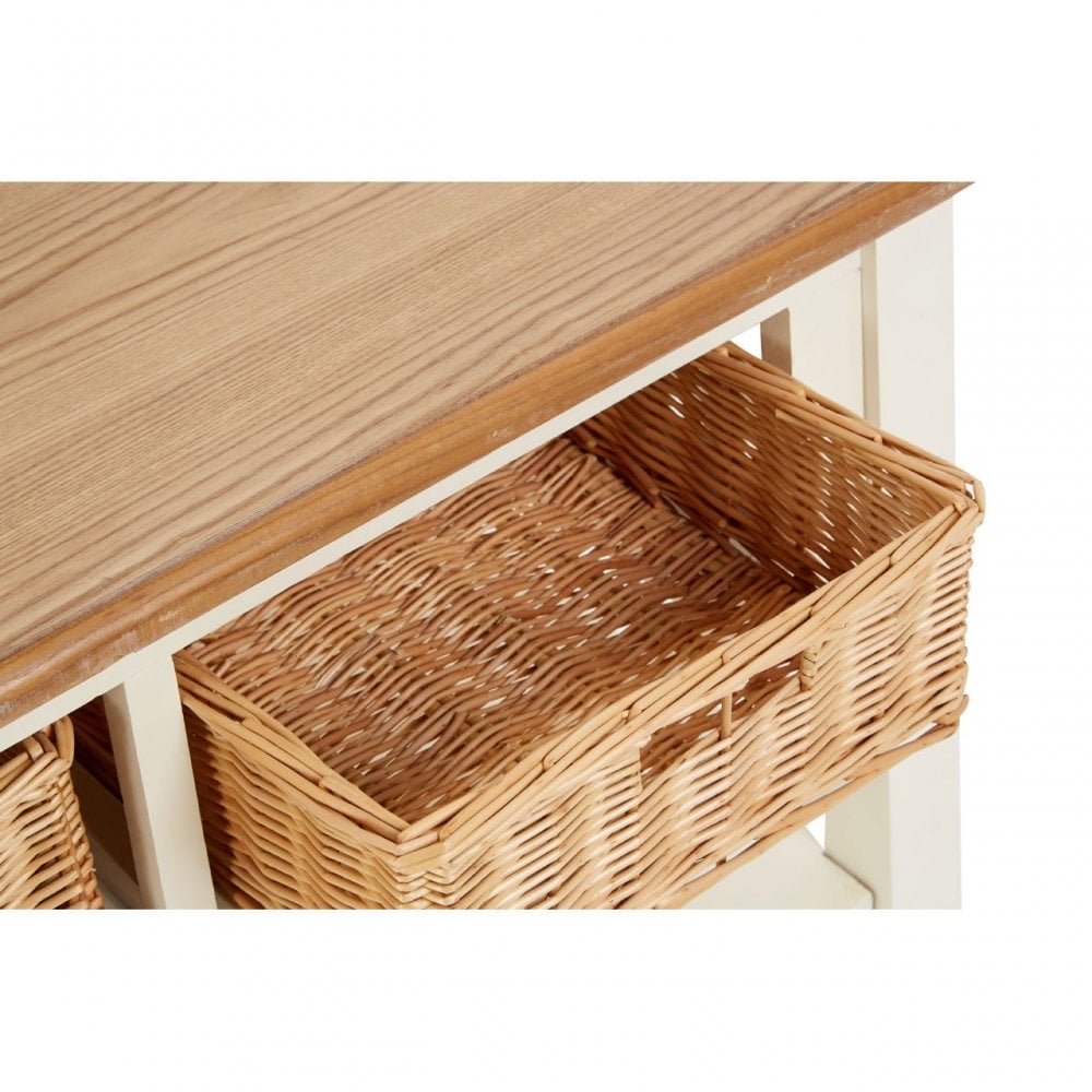 Dorset Cream Coffee Table, Ash Veneer, Paulownia Veneer, Pine Wood, Rattan, Cream