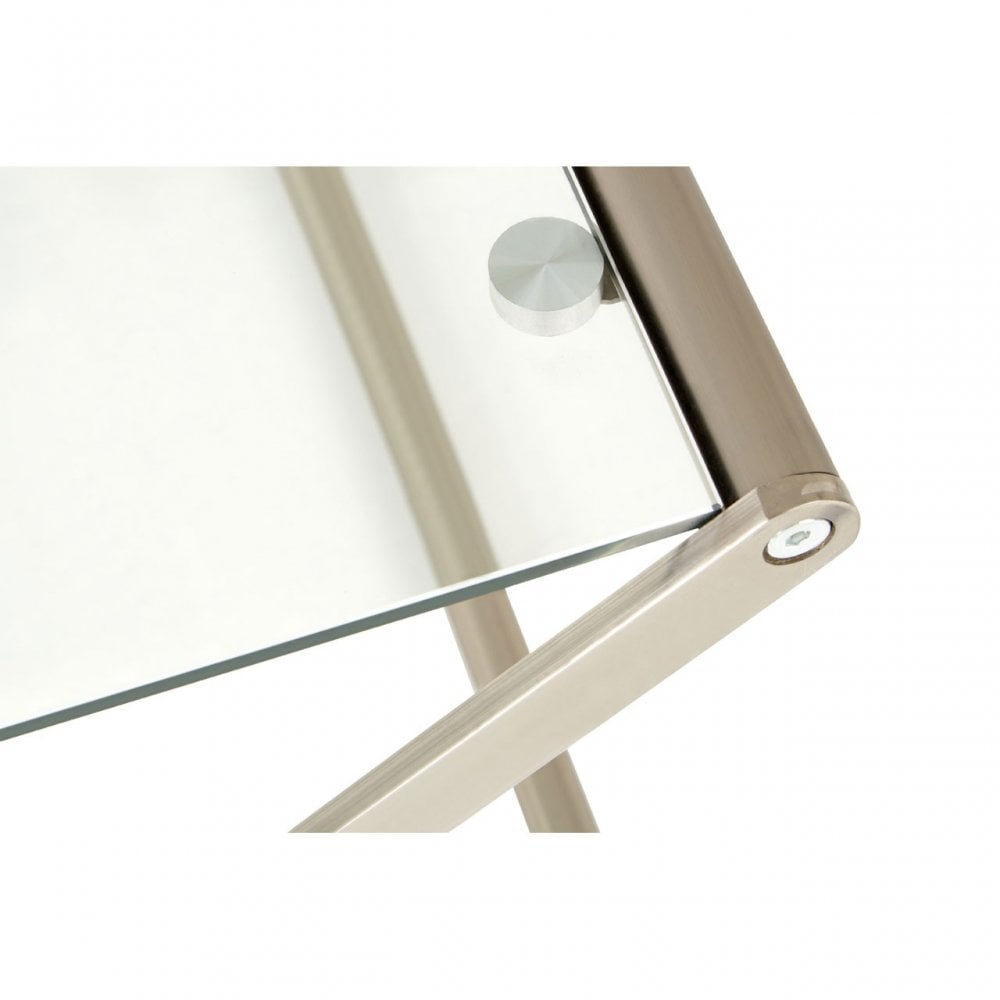 Roma Square Coffee Table, Satin Nickel, Glass, Clear