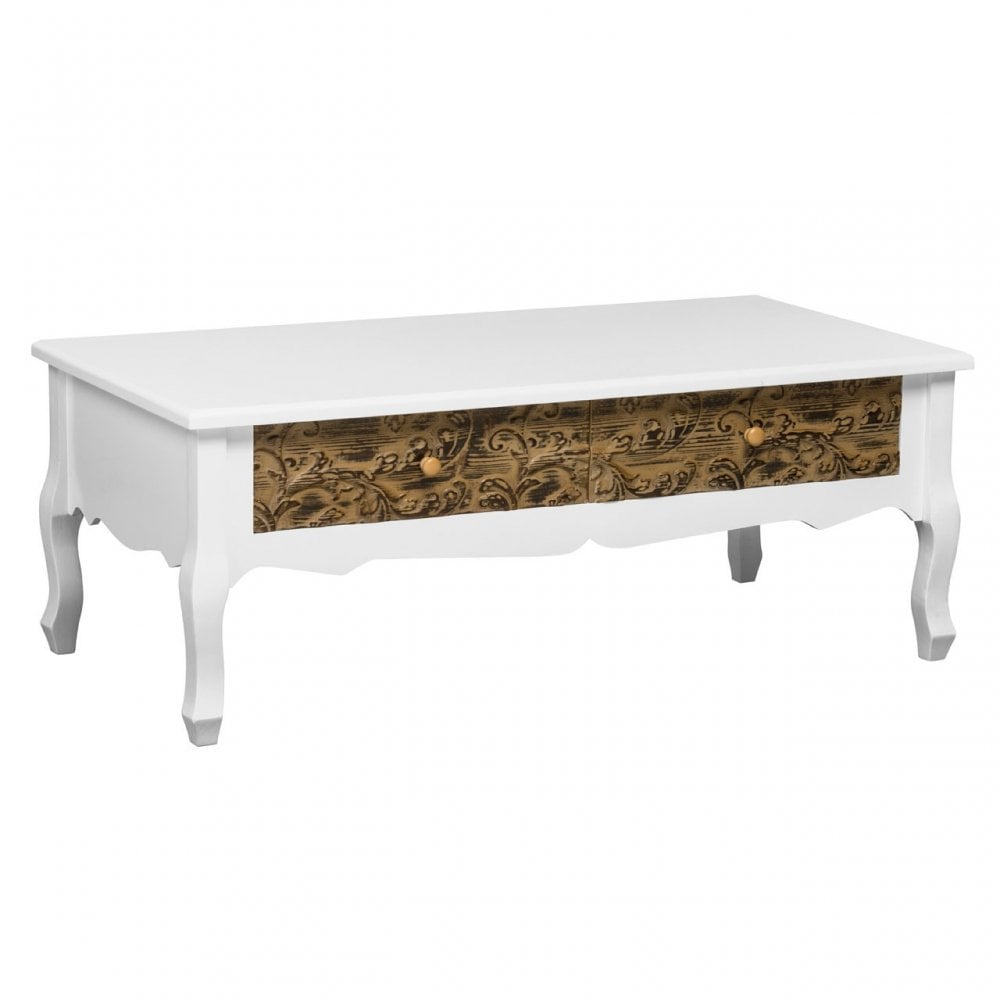 Bali Coffee Table, Fir Wood, White