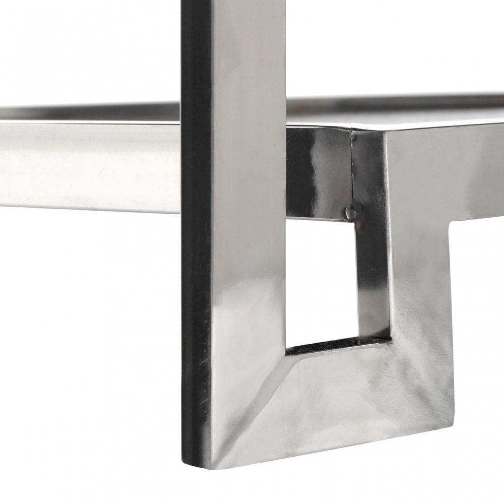 Coffee Table, Leather, Stainless Steel, Black