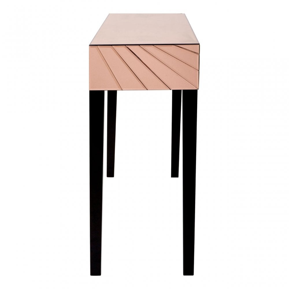 Tuskin Earl Console Table, Wood, Mirrored Glass, Gold