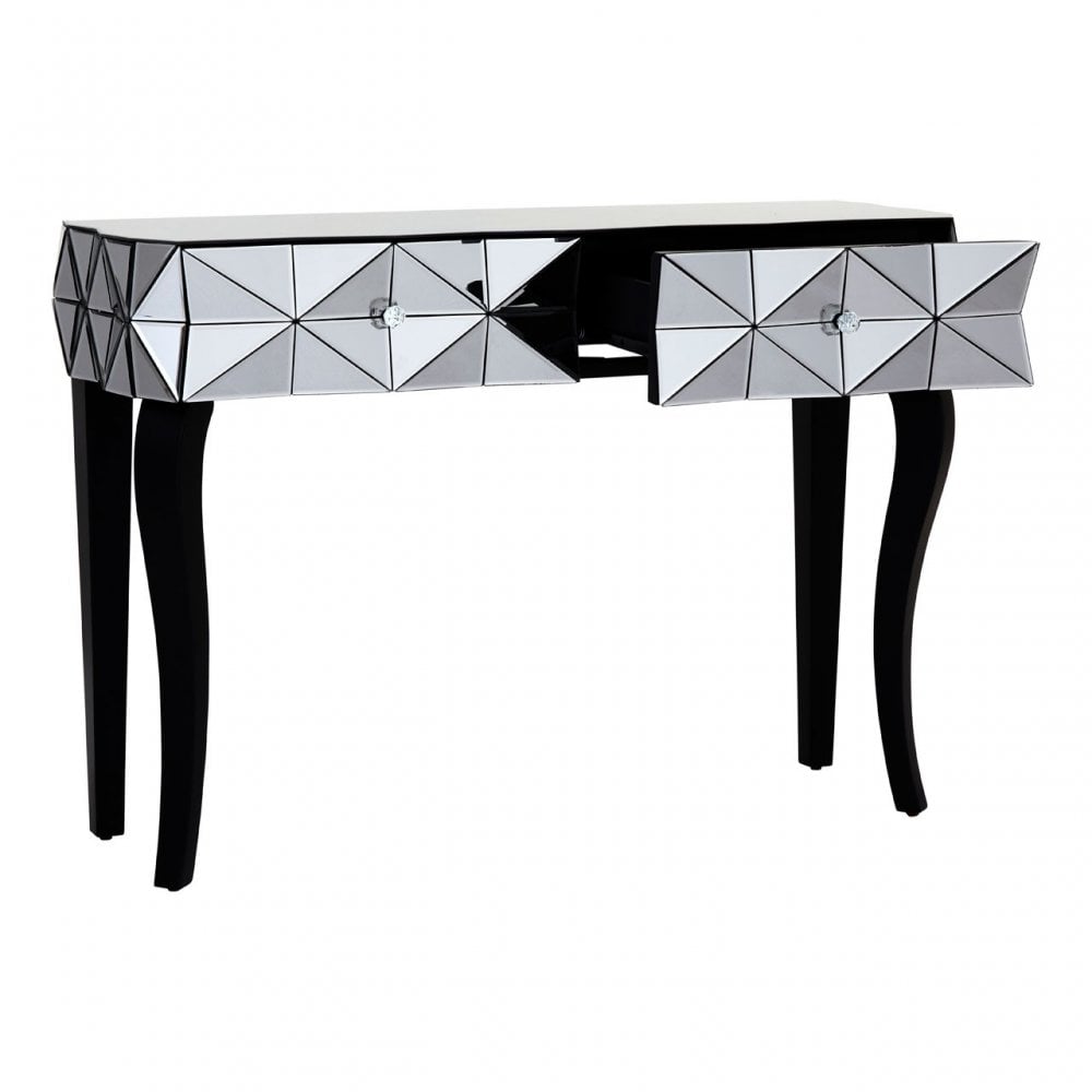 Soho Smoke Glass Console Table, Wood, Mirrored Glass, Wood, Silver