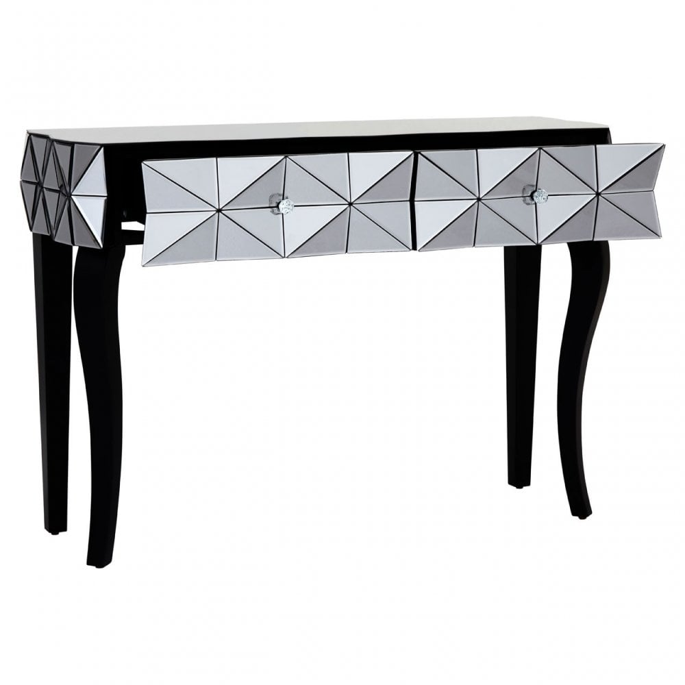 Soho Smoke Glass Console Table, Wood, Mirrored Glass, Wood, Silver