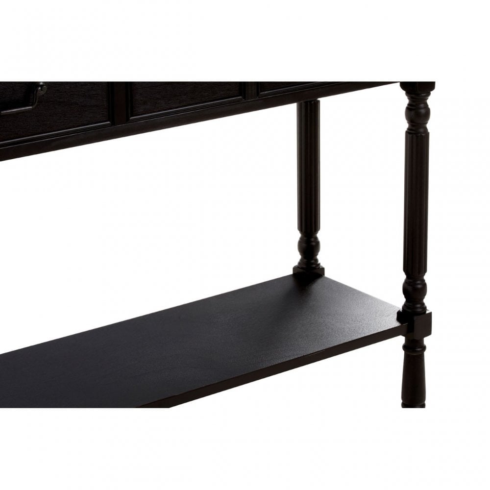 Legacy 3 Drawer Vintage Black Console Table, Wood, Black
