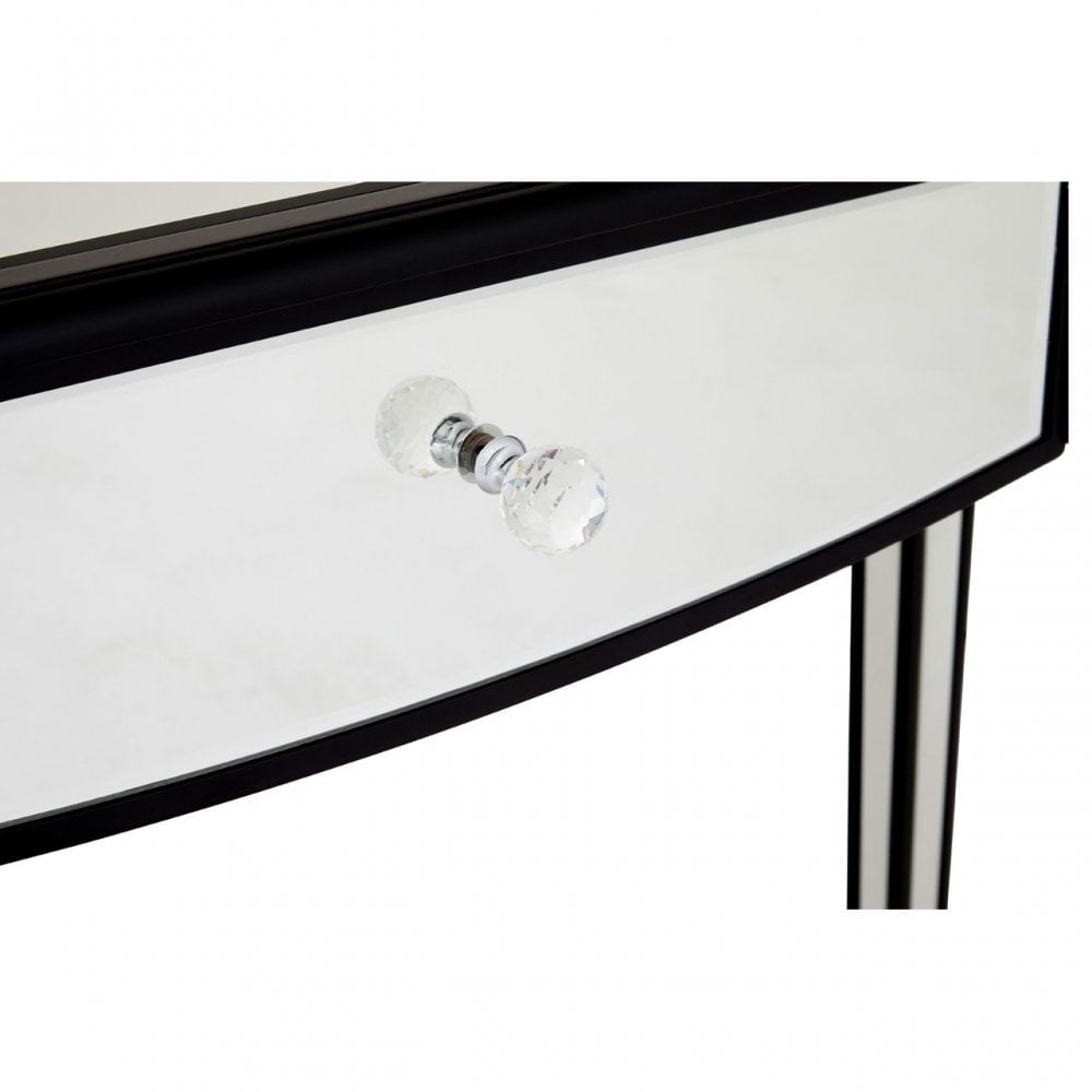 Graciela Console Table with Mirrored Frame, Crystal Mirror, Pine Wood, Silver
