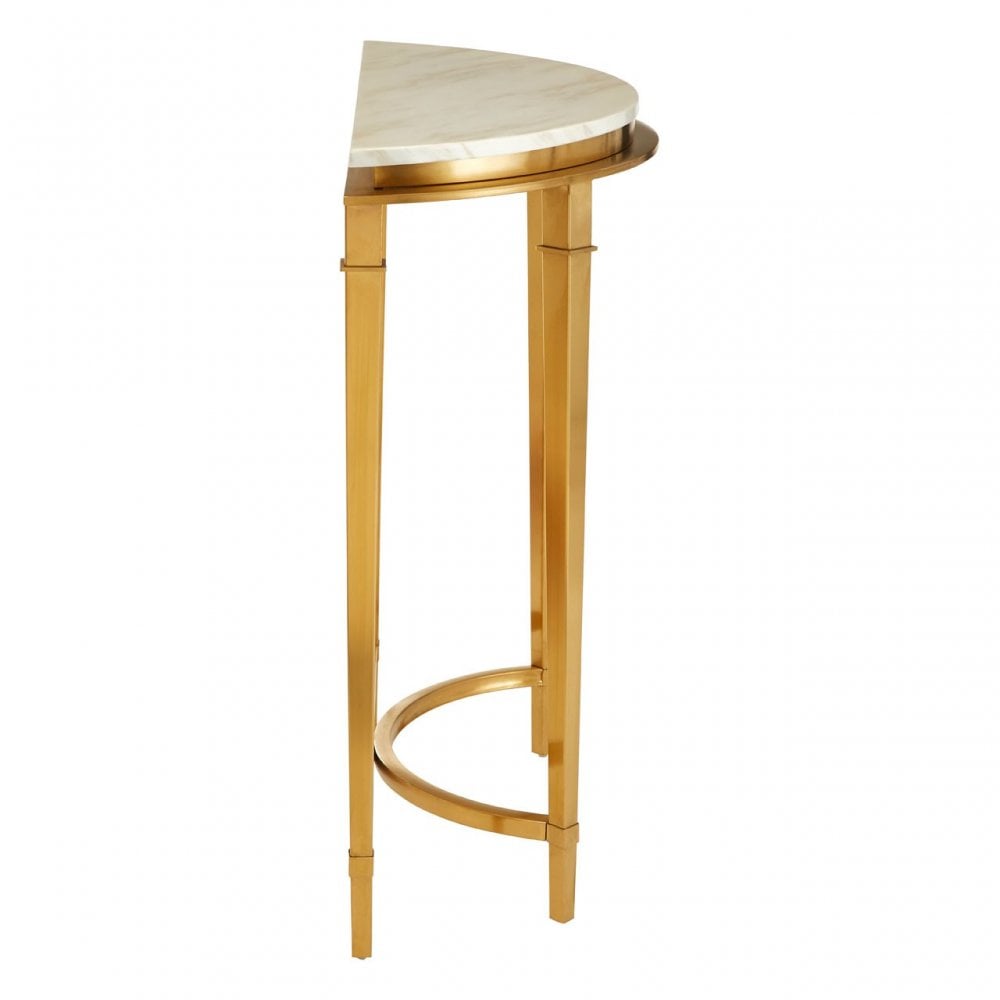 Camperian Half Moon Console Table, Marble, Stainless Steel, Gold
